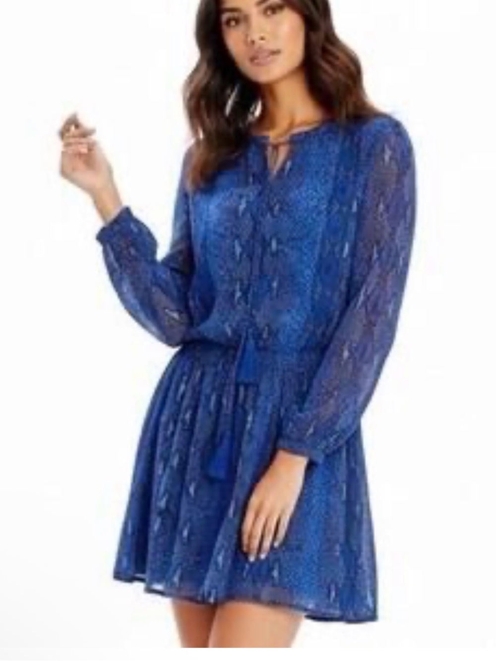 Banana Republic Ramie Twins front Long-Sleeve Mini BohoDress Size: M